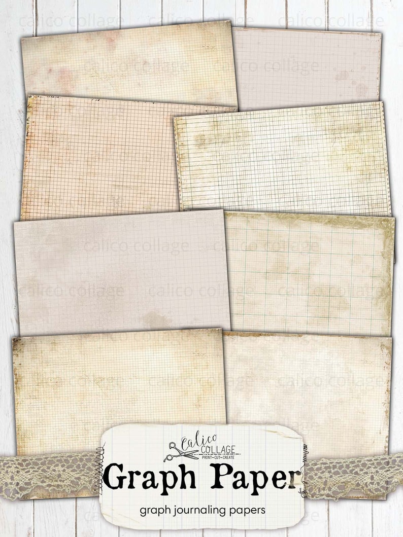 Printable Junk Journal Graph Paper, Blank Journal Pages for Junk Journals, Journaling Supplies, Digital Stationery, Bullet Journal Download image 3