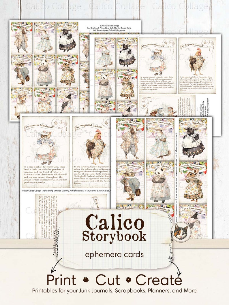 Peter Rabbit Inspired Junk Journal Printable, Beatrix Potter Ephemera Cards, Digital Download Collage Sheet, Scrapbook Ephemera image 3
