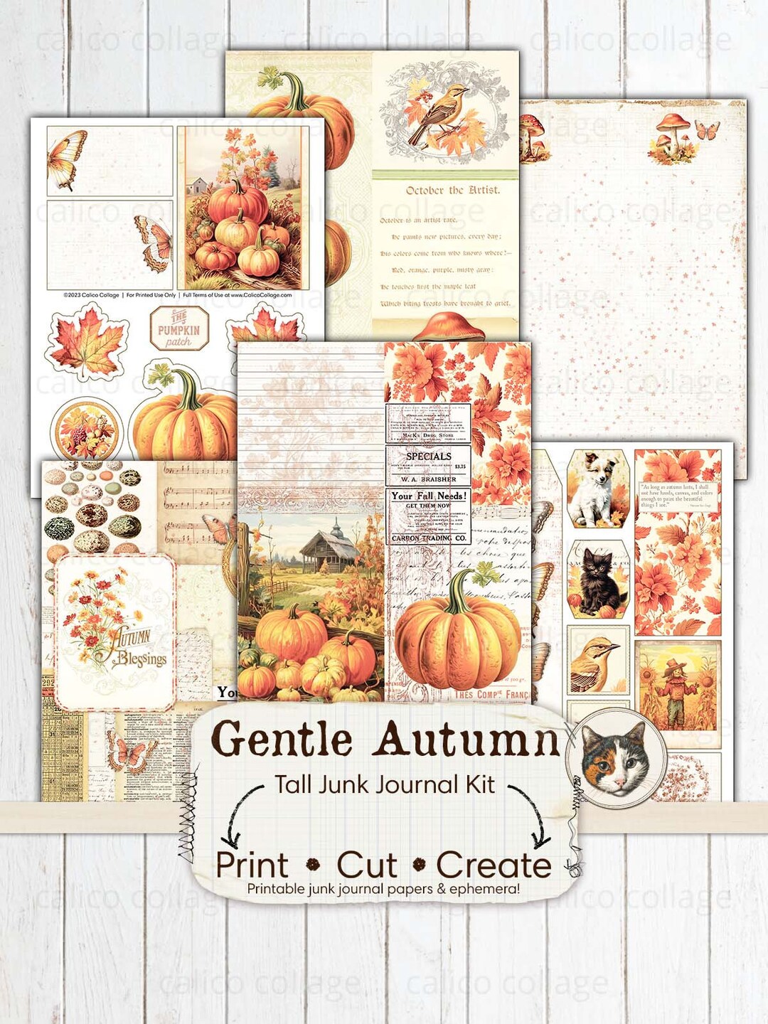 Autumn Ephemera Tall Junk Journal Printable, Autumn Junk Journal Kit ...