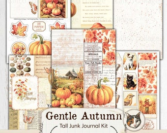 Autumn Ephemera Tall Junk Journal Printable, Autumn Junk Journal Kit, Fall Ephemera Digital Download Collage Sheets, Autumn Digital Papers