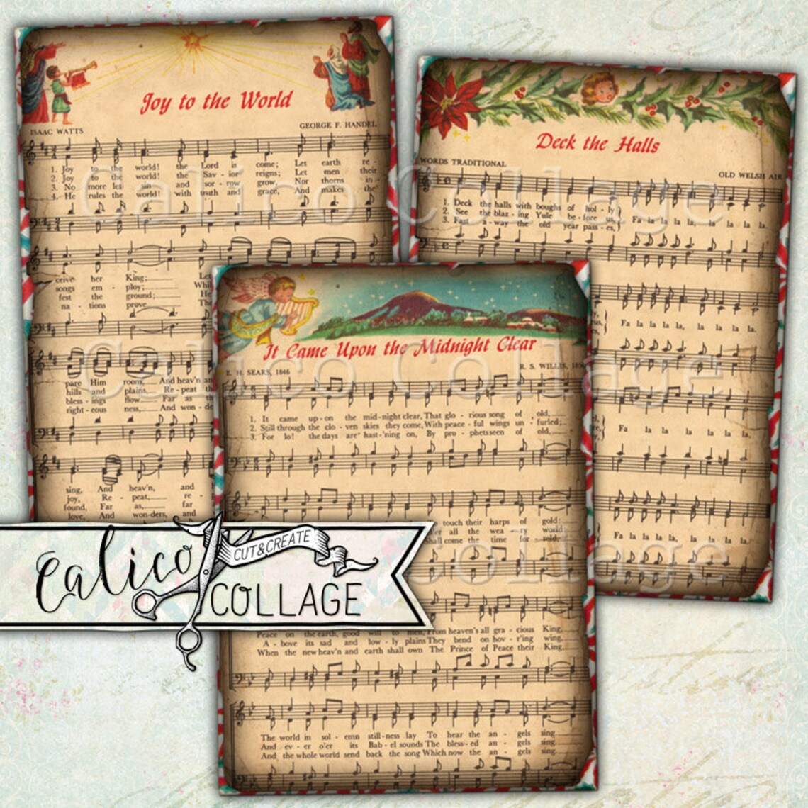 Printable Vintage Christmas Sheet Music Digital Gift Tags - Etsy