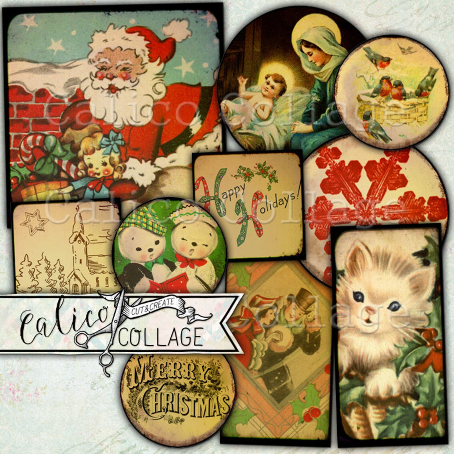 Printable Vintage Holiday Ephemera Pack Junk Journal Kit Etsy