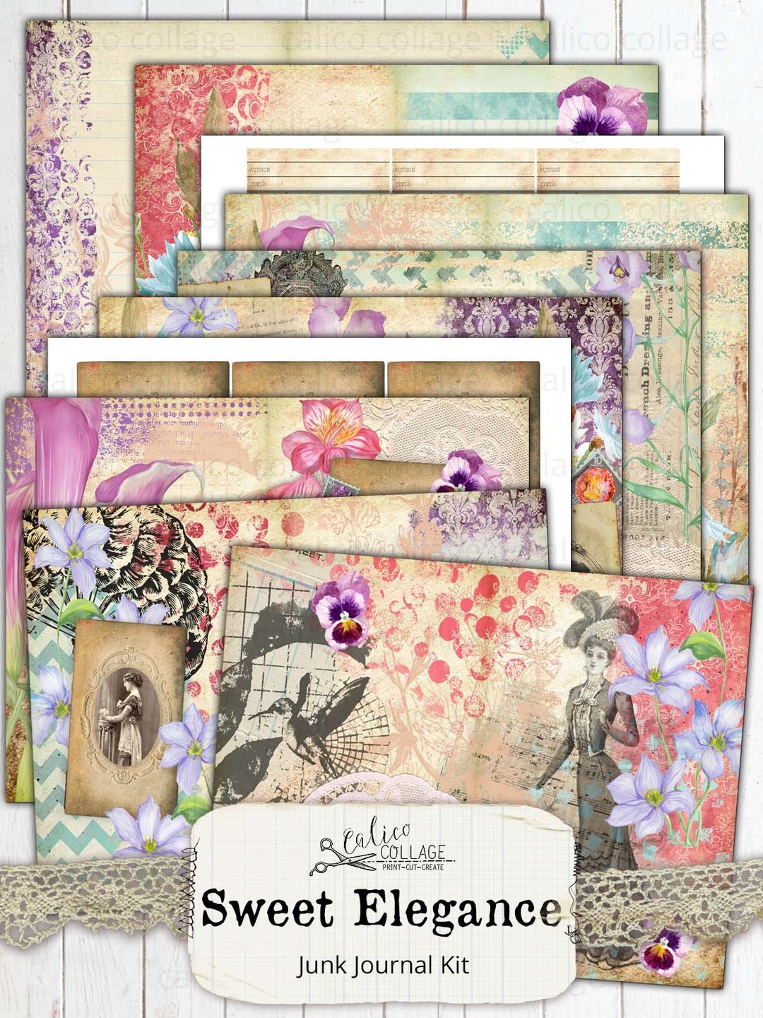 Printable Junk Journal Kit, Ephemera Pack, Victorian Ephemera, Vintage ...