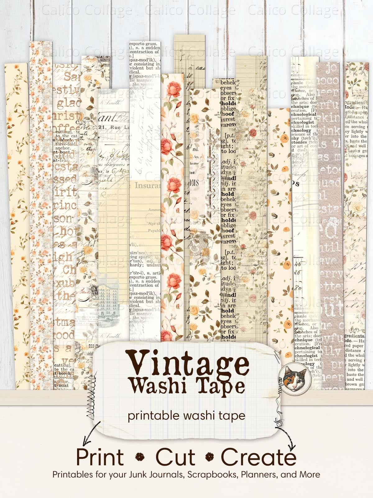 Faux Washi Tape 2 DIGITAL Download Printable Collage Sheet for  Scrapbooking, Journaling, Card Making and Paper Crafts 