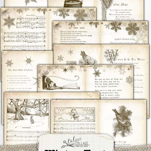 Printable Winter Book Pages, Junk Journal Papers, Journal Supplies, Digital Vintage Books, Sheet Music, Holiday Ephemera, CalicoCollage image 6