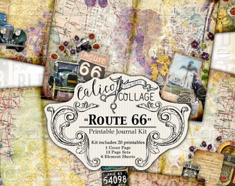 Route 66 Printable Junk Journal Kit Ephemera Pack