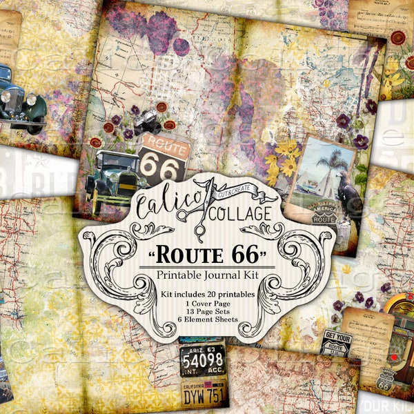 Route 66 Printable Junk Journal Kit Ephemera Pack