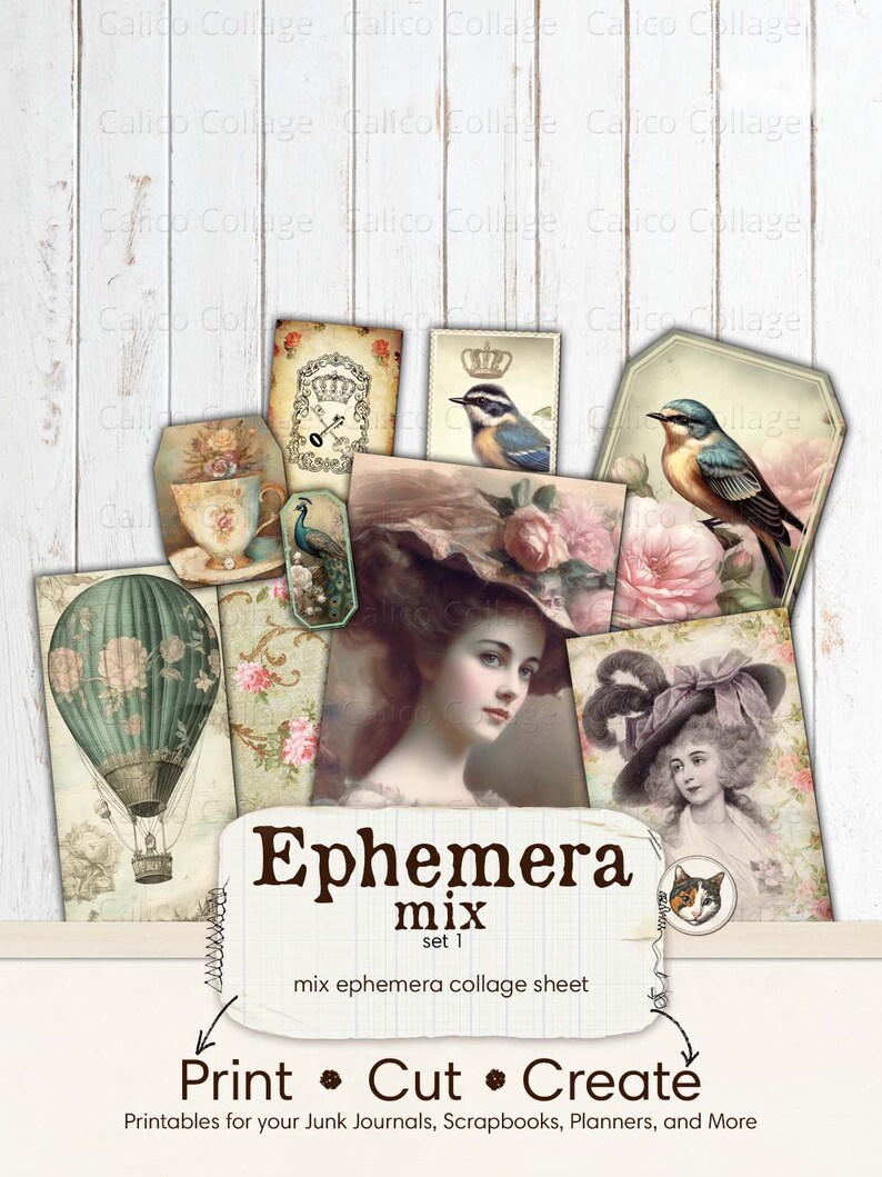 French Ephemera for Junk Journal Kit, Fussy Cut Ephemera Mix, Shabby ...