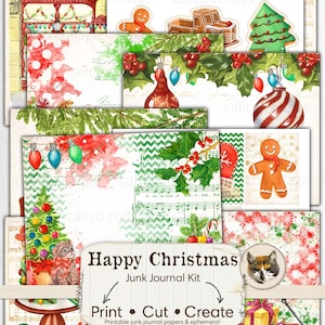 Christmas Junk Journal Kit, Christmas Toy Ephemera, Holiday Treats Junk Journal Printable, Digital Papers, Xmas Scrapbook Ephemera