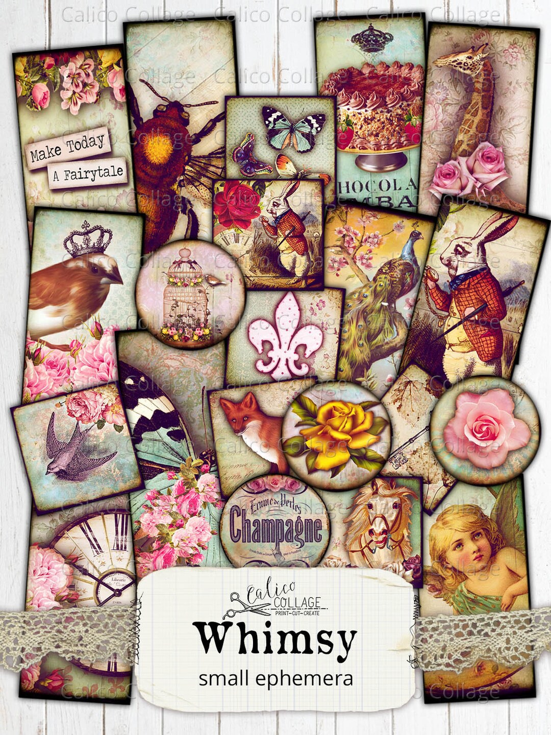 Printable Junk Journal Ephemera Pack, Digital Domino Collage Sheet ...