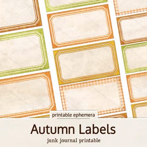 Etiquetas de otoño, etiquetas imprimibles para diario basura de otoño, efímeras de otoño vintage, etiquetas para álbumes de recortes de otoño, descarga digital