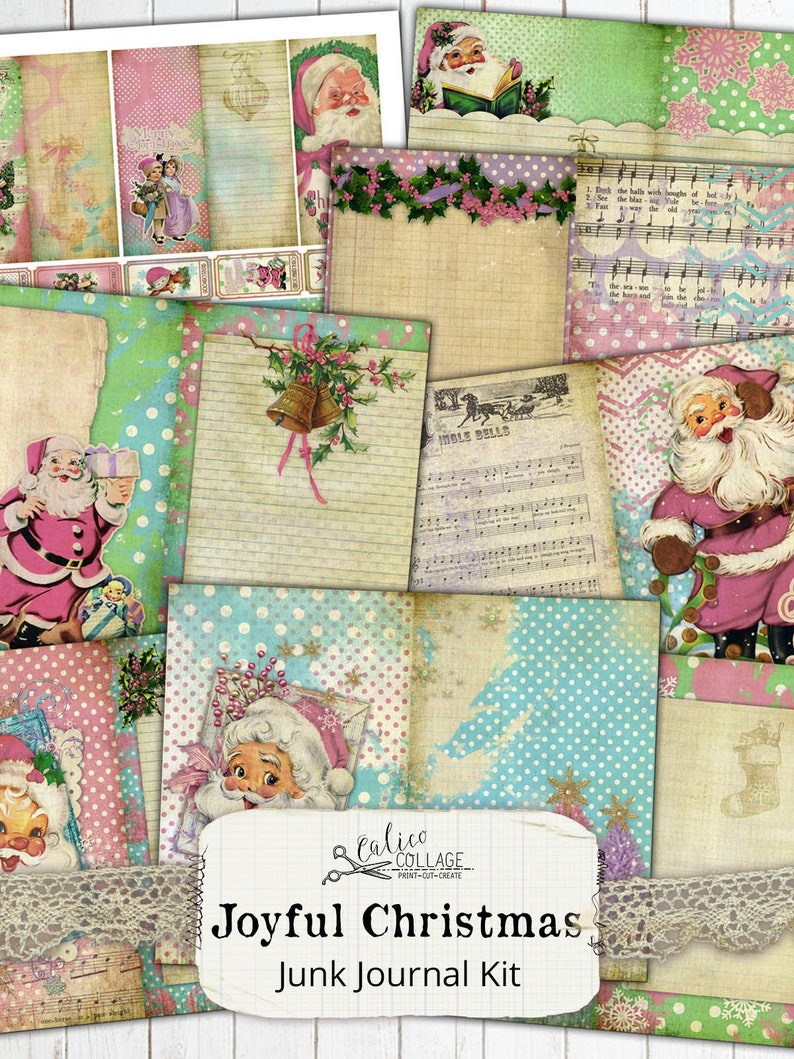 Christmas Junk Journal Kit Ephemera Pack, Printable Joyful Christmas - Etsy
