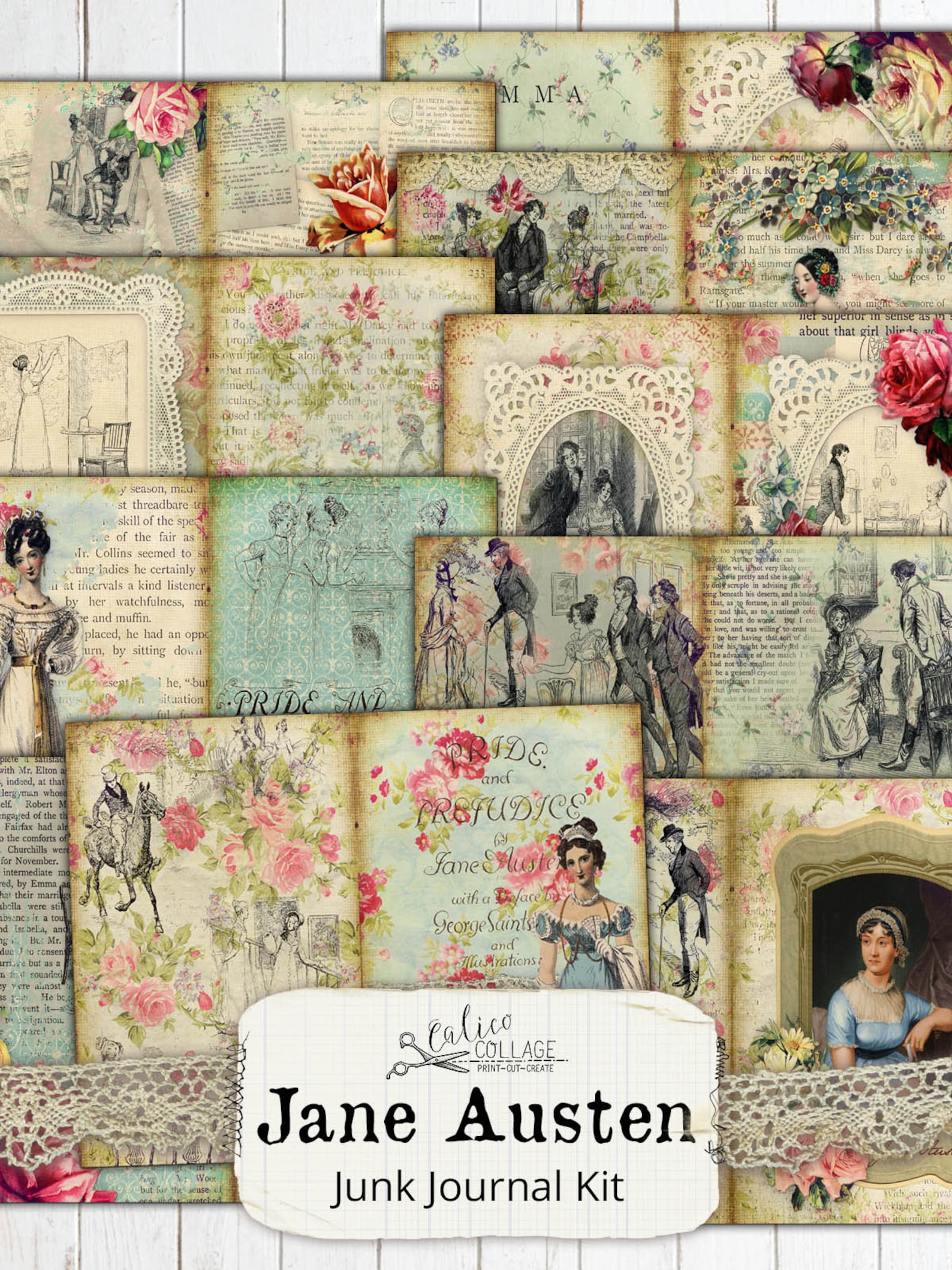 Jane Austen Printable Junk Journal Kit Ephemera Pack, Regency Ephemera ...