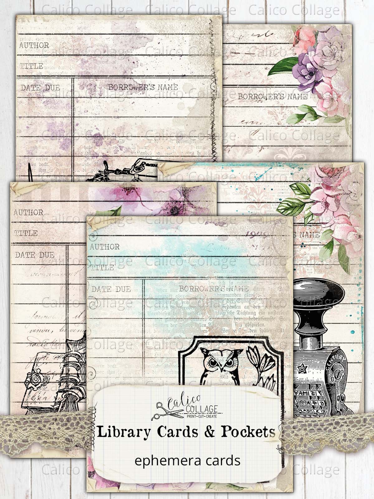 Printable Library Cards and Pockets Junk Journal Supplies - Etsy