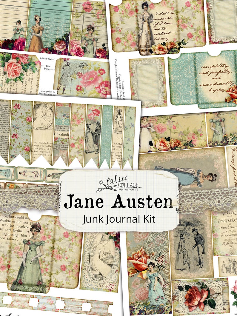Jane Austen Printable Junk Journal Kit Ephemera Pack Regency - Etsy