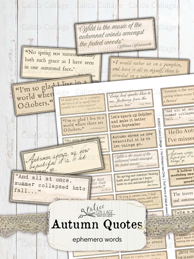 Puede incluir: Una colecci&oacute;n de citas de oto&ntilde;o imprimibles con una est&eacute;tica vintage. Las citas est&aacute;n impresas en un fondo crema con un borde marr&oacute;n. Las citas incluyen: "Wild is the music of the autumnal winds amongst the faded woods." "No spring nor summer beauty hath such grace as I have seen in one autumnal face." "I'm so glad I live in a world where there are Octobers." "Every leaf speaks bliss to me, fluttering from the autumn tree." "Let's spark up October and make it better than September." "Autumn shows us how beautiful it is to let things go." "And all at once, summer collapsed into fall..."