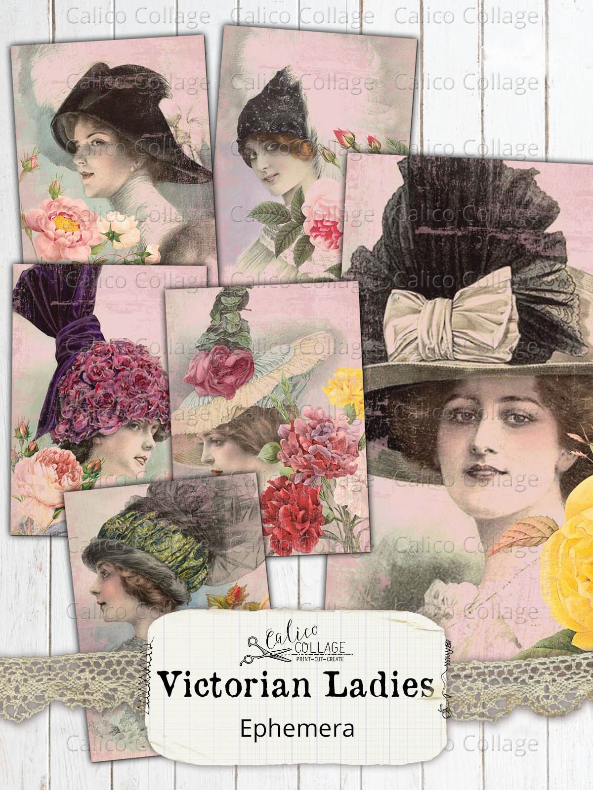 Shabby Chic Victorian Ladies Junk Journal Ephemera Pack, Vintage Journaling  Supplies, Feminine Scrapbook Digital Paper Prints, Rose Ephemera 