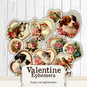 Valentine Ephemera Collage Sheet, Junk Journal Printable, Fussy Cut Ephemera, Vintage Valentines, Scrapbook Zubehör, Journal Zubehör