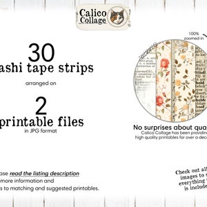 Vintage Washi Tape, Printable Washi Tape Strips, Junk Journal Printable ...