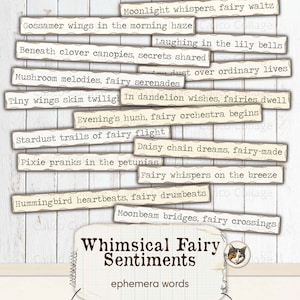 Fairy Sentiments voor ongewenste tijdschriften, afdrukbare Ephemera woorden, ongewenste Journal Supplies, Scrapbook Ephemera afdrukbare planner woorden, grillig