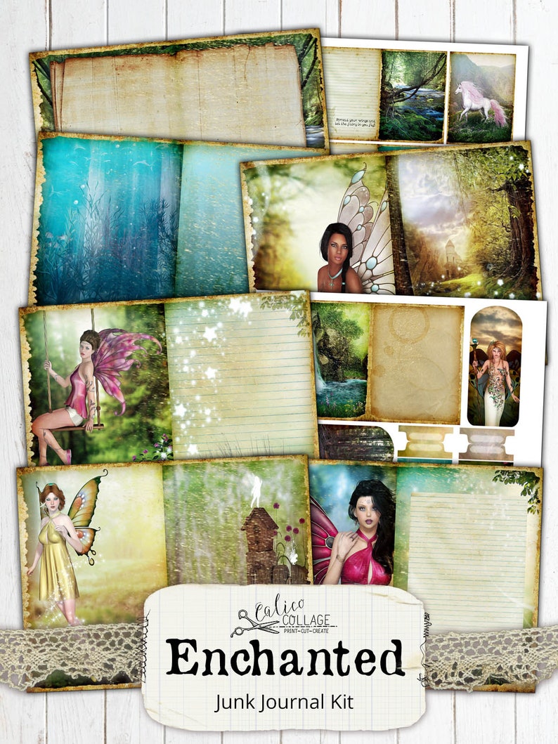 Fantasy Junk Journal Kit, Fairy Ephemera, Mermaid Journal, Vintage Printable image 7