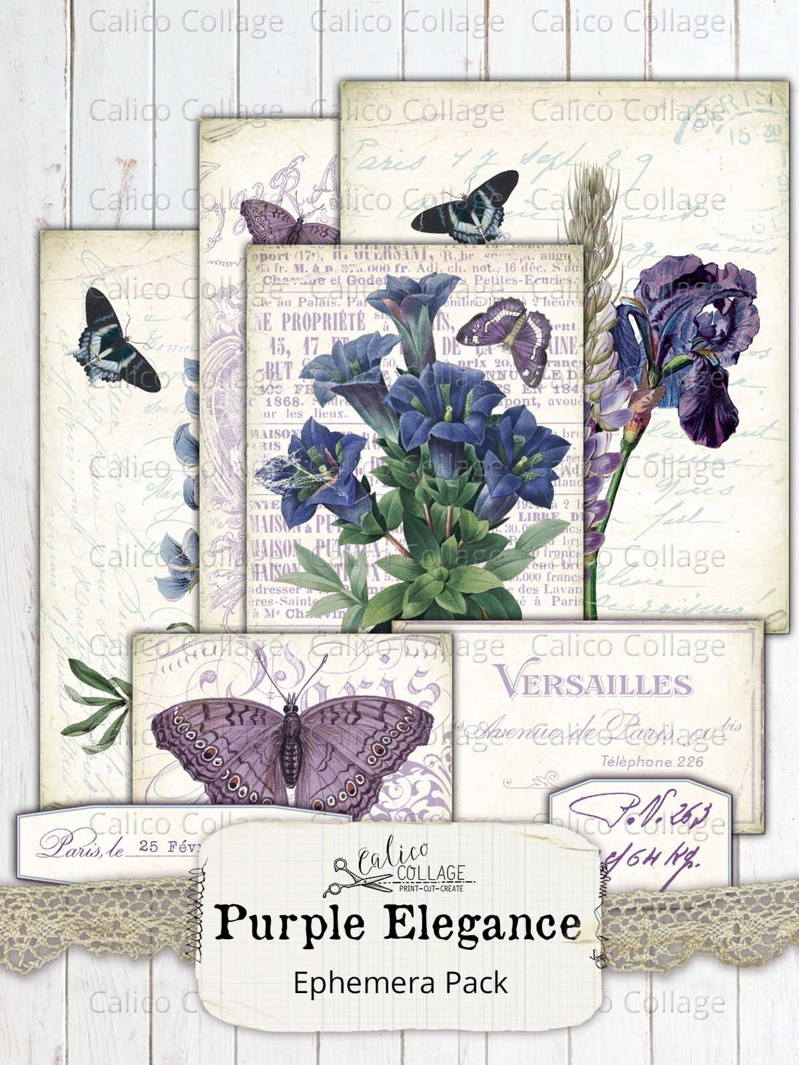 Printable Lavender Flower Ephemera Pack Vintage Junk Journal | Etsy