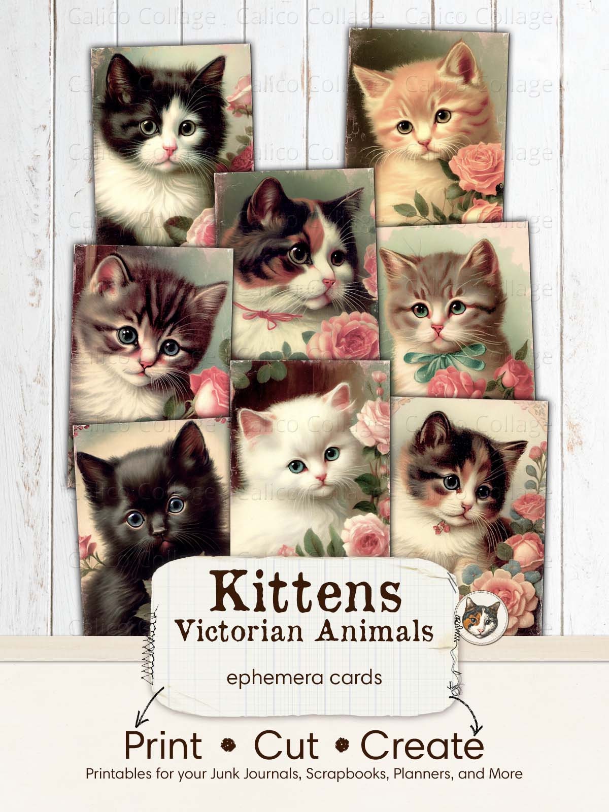 Cat Ephemera for Junk Journals Victorian Printable Ephemera - Etsy
