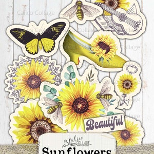 Printable Sunflower Ephemera Pack, Vintage Botanical Junk Journal Supplies, Bullet Journal, Digital Paper Prints, Scrapbook Paper image 5