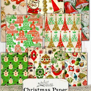 Christmas Paper Gift Tags, Printable Junk Journal Ephemera Pack