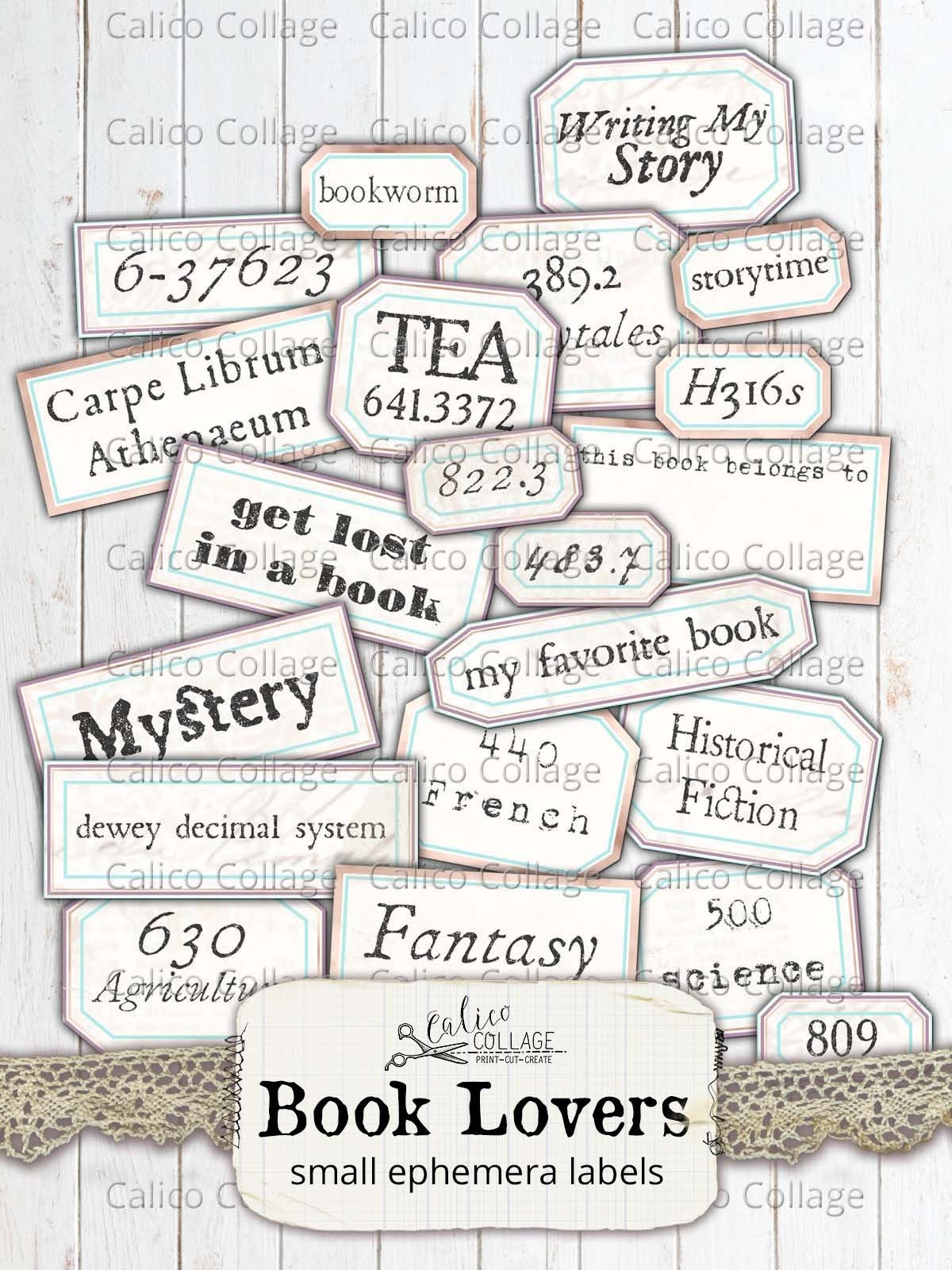 Mini Book Labels Printable Small Book Labels Junk Journal Ephemera Pack Book - Etsy