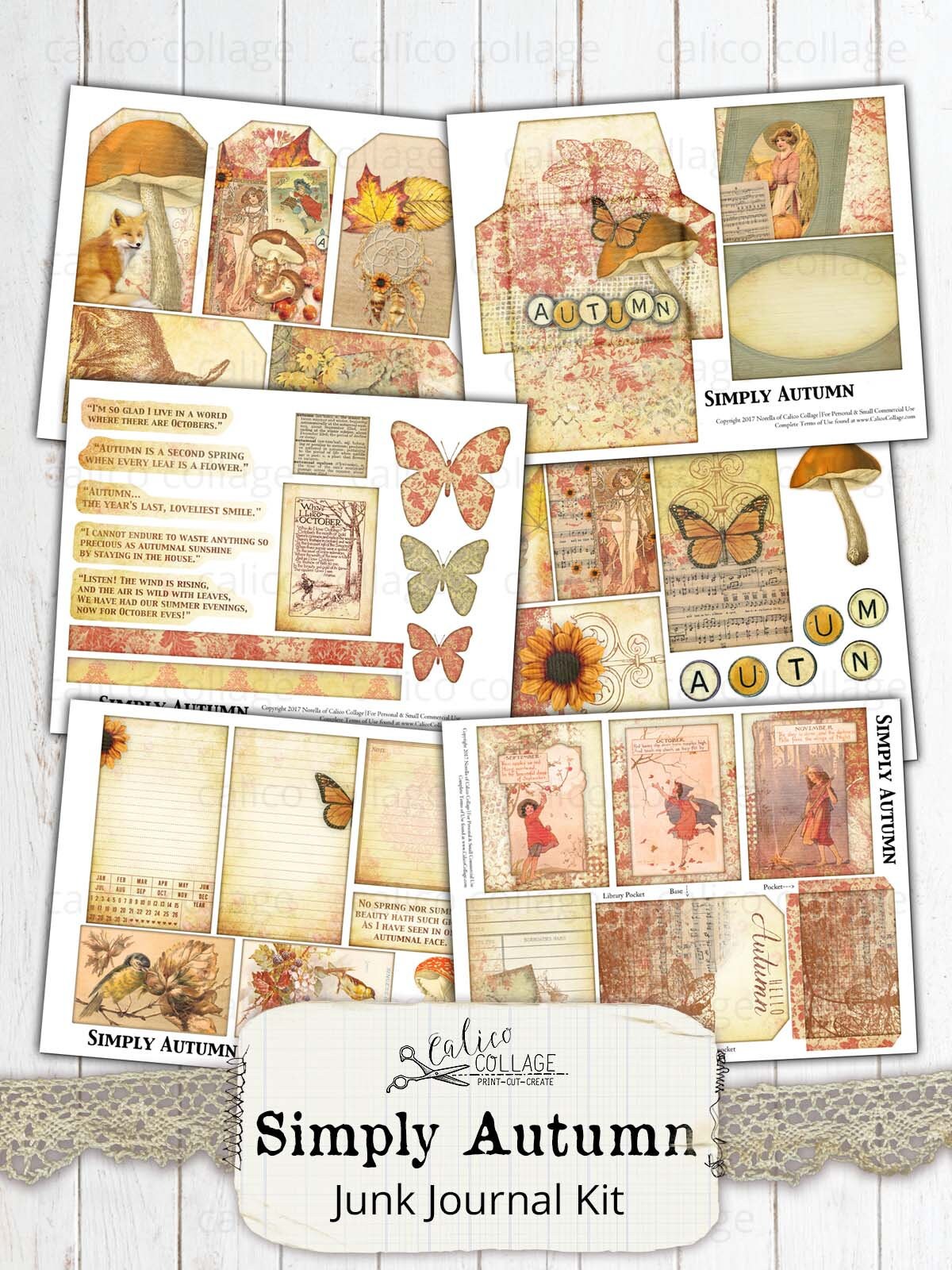 Simply Autumn Junk Journal Kit Printable Vintage Ephemera - Etsy