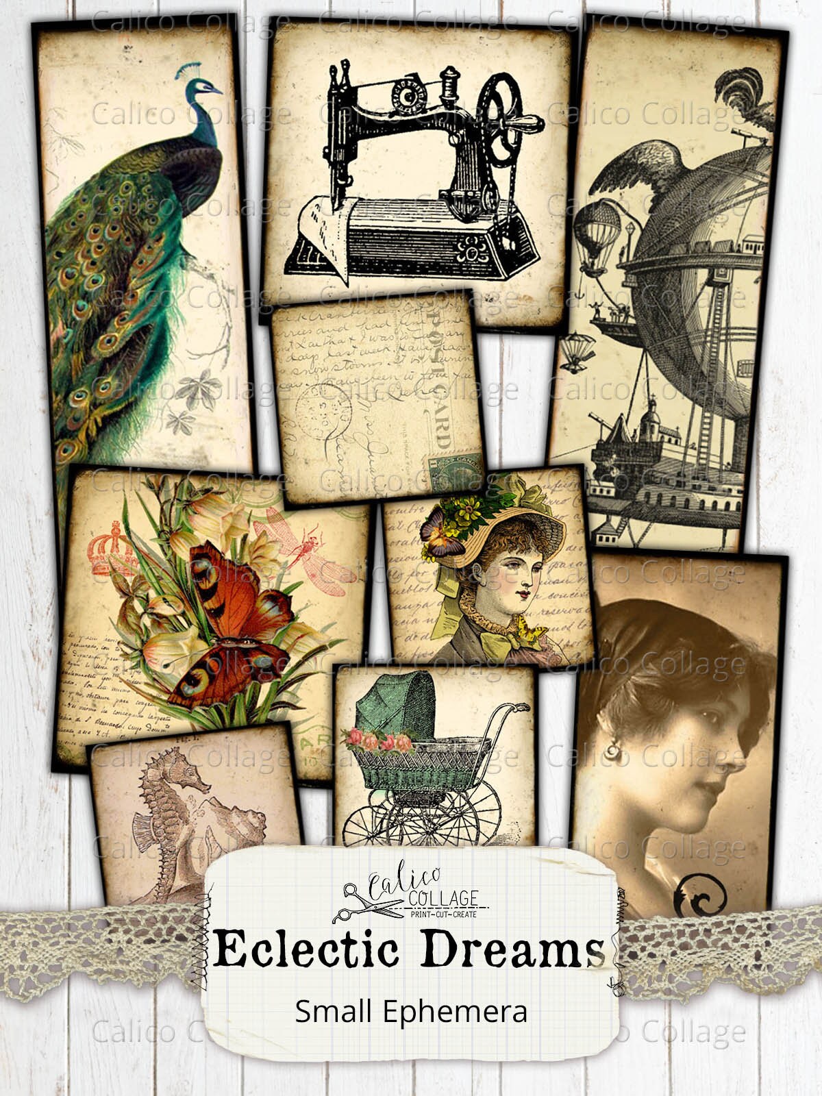 Printable Digital Collage Sheet, Junk Journal Ephemera Pack, Vintage ...