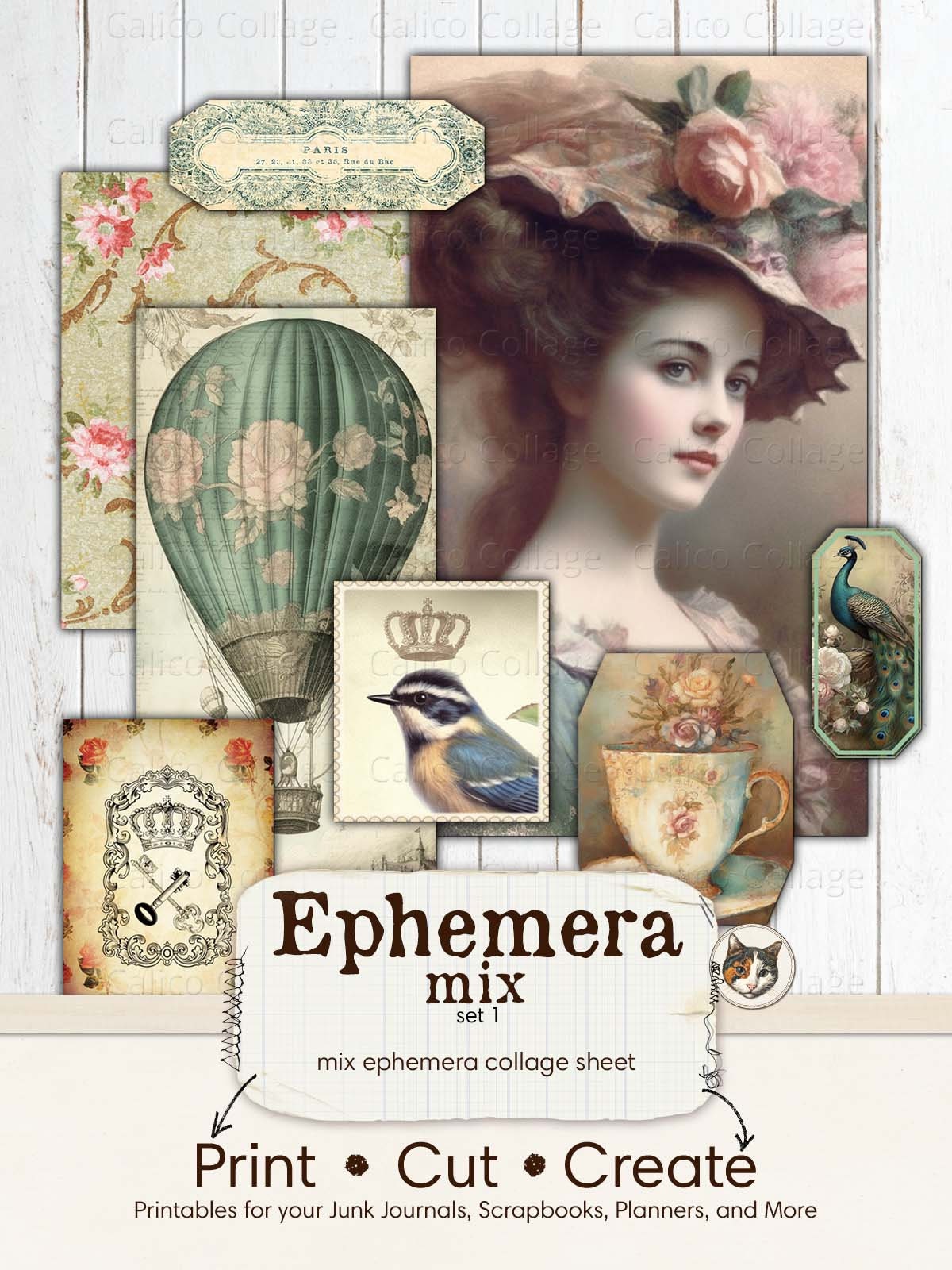French Ephemera for Junk Journal Kit, Fussy Cut Ephemera Mix, Shabby ...