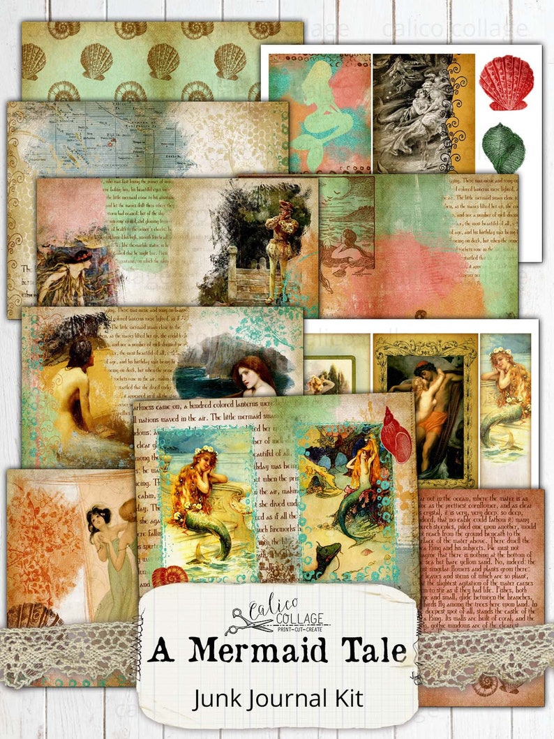 Mermaid Printable Junk Journal Kit, Bullet Journal Stationary ...
