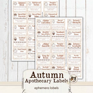 Autumn Apothecary Labels, Printable Fall Ephemera, Vintage Autumn ...