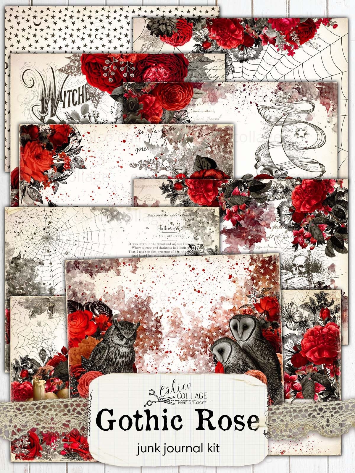 Red and Black Floral Scrapbook Paper: Vintage Gothic Floral Pattern For  Scrapbooking, Ephemera, Junk Journal, Double Sided Decorative Craft Paper  For  Mixed Media Art (Botanical, Victorian) - Yahoo Shopping