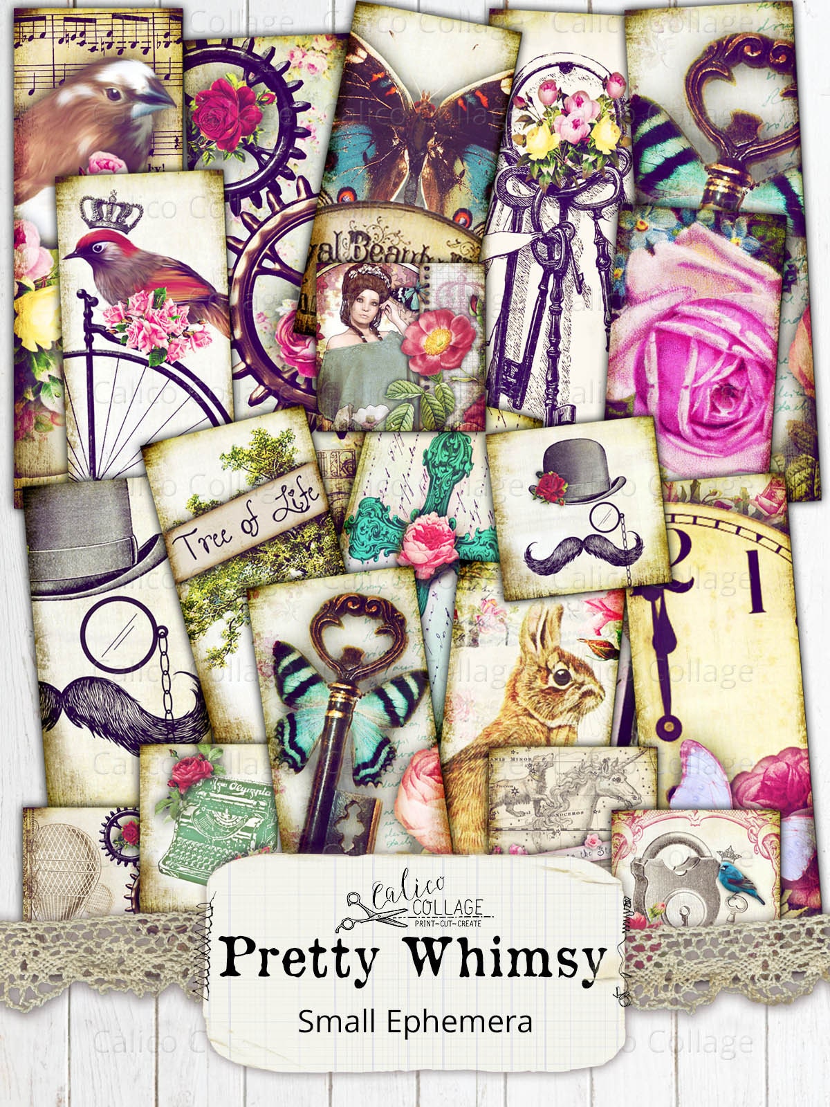 Printable Junk Journal Ephemera Pack, Digital Collage Sheet, Vintage ...