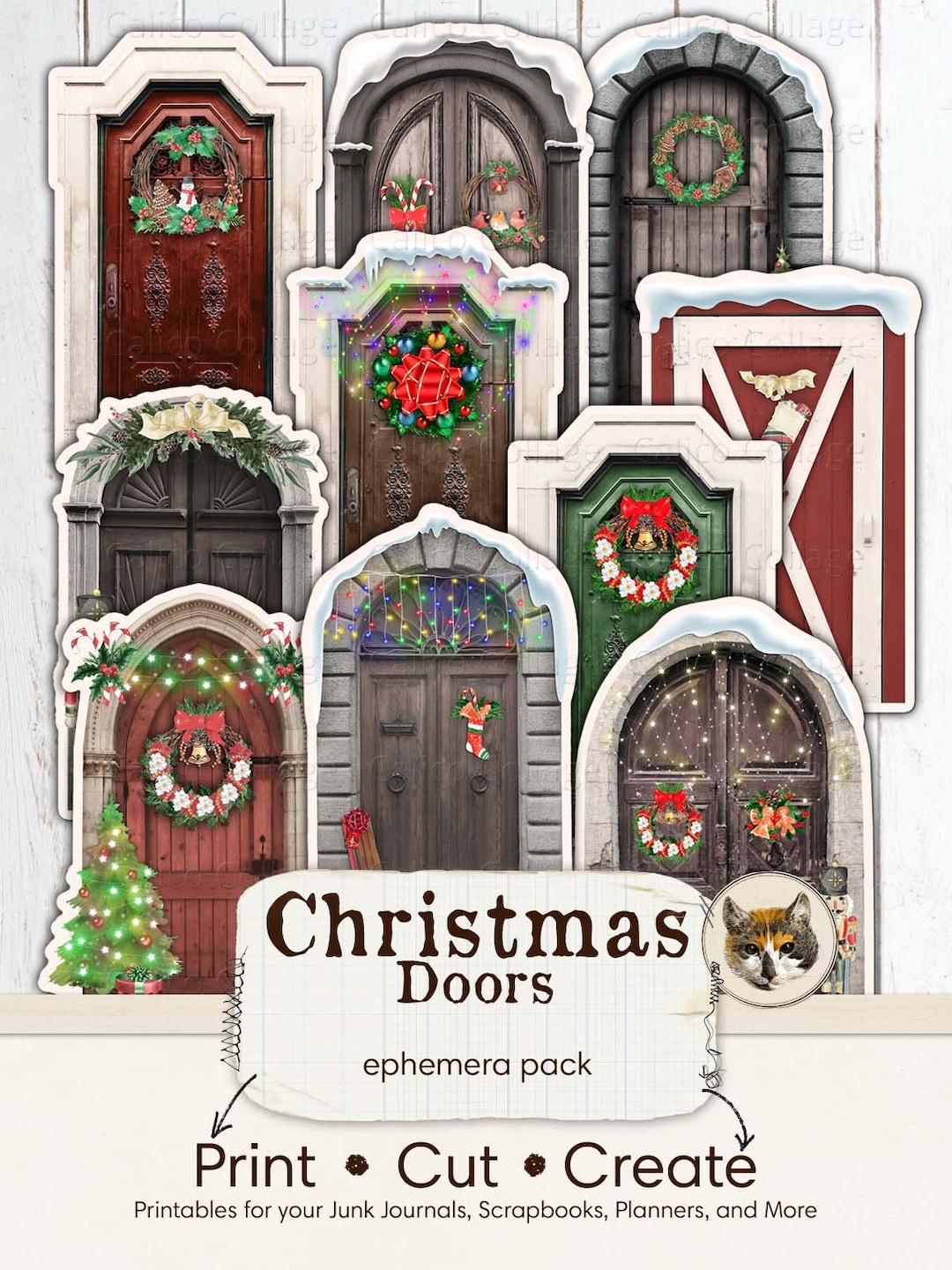 Christmas Doors Junk Journal Printables, Christmas Junk Journal Kit ...