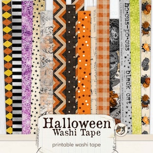 Printable Vintage Washi Tape, Scrapbook Elements, Collage Sheet