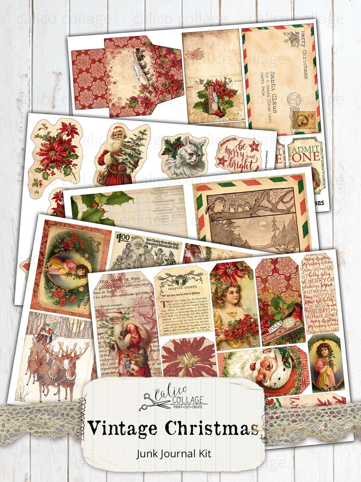 Christmas Junk Journal Kit Ephemera Pack Holiday Ephemera - Etsy