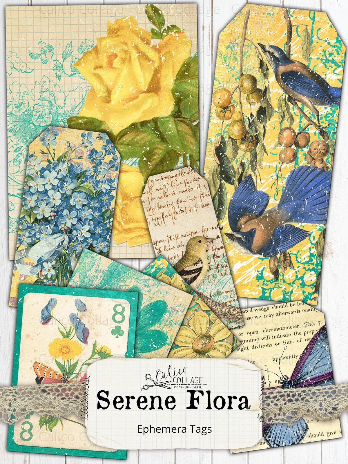 180 Journaling Supplies Ephemera Lot, Paper Decor Junk Journal Background,  Vintage Postcard, Retro Floral Blossom Blossom Garden 