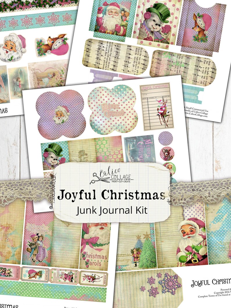 Christmas Junk Journal Kit Ephemera Pack, Printable Joyful Christmas - Etsy