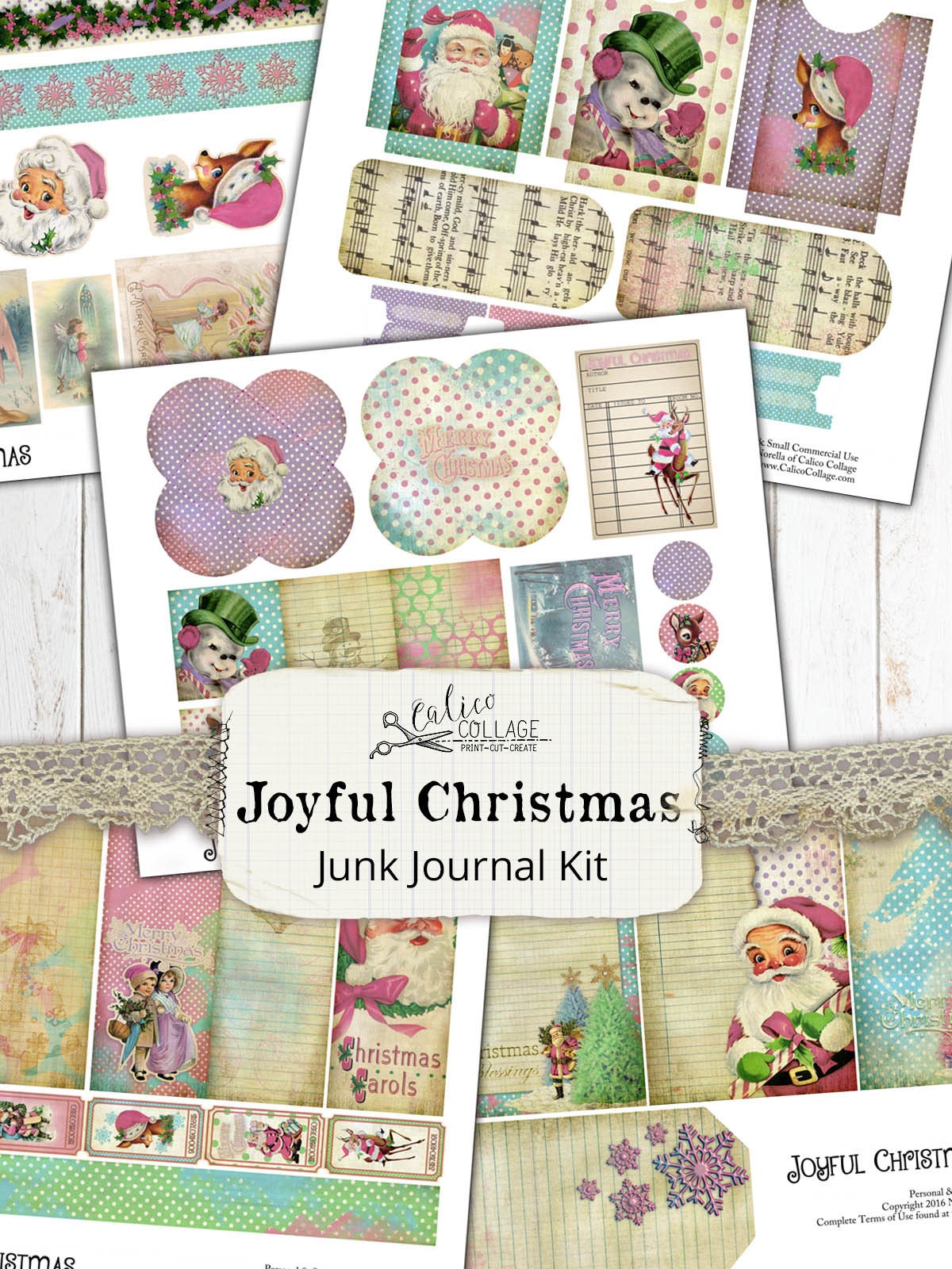 Christmas Junk Journal Kit Ephemera Pack Printable Joyful - Etsy