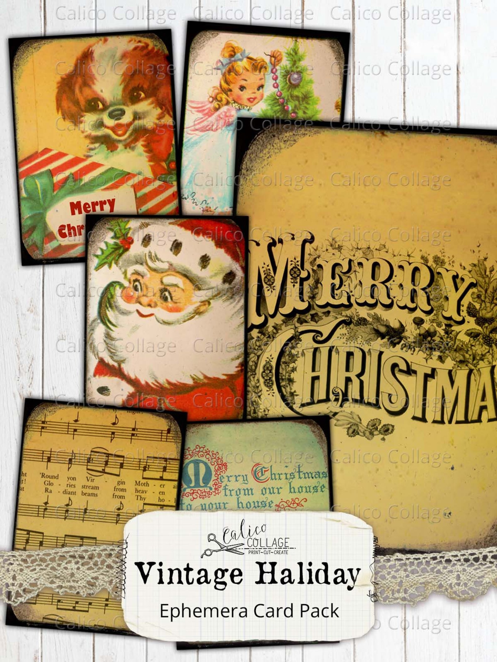 Vintage Holiday Christmas Junk Journal Ephemera Cards Etsy