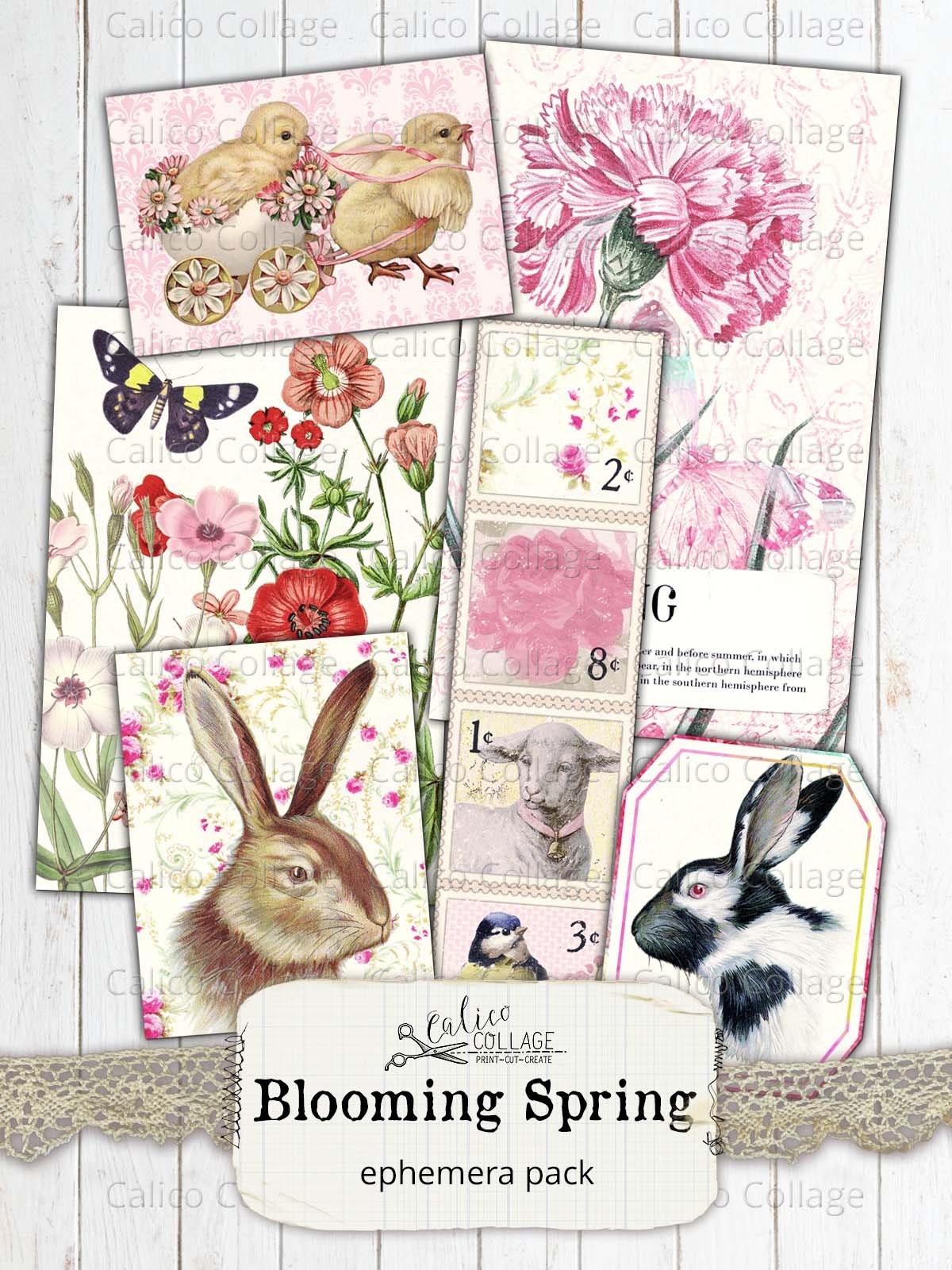 Spring Junk Journal Ephemera Pack, Printable Easter Bullet Journal ...