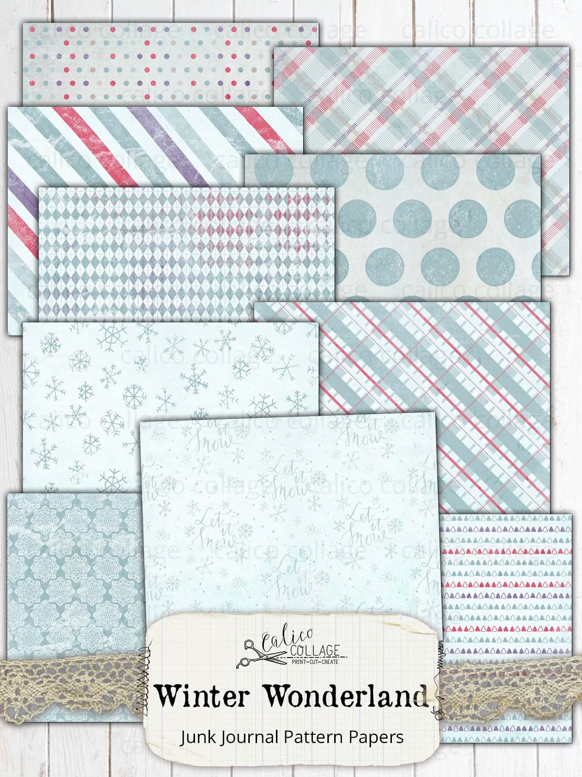Winter Wonderland Digital Papers, Junk Journal Printable Journal ...