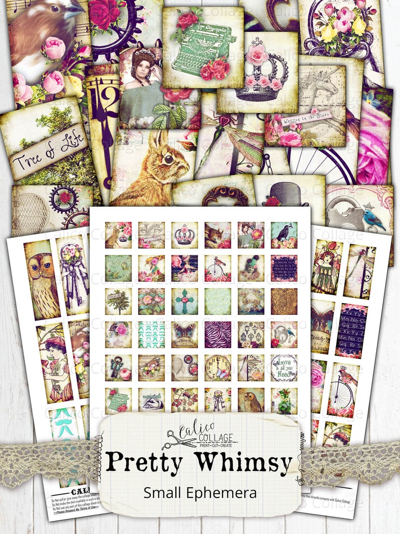 Printable Junk Journal Ephemera Pack, Digital Collage Sheet, Vintage ...