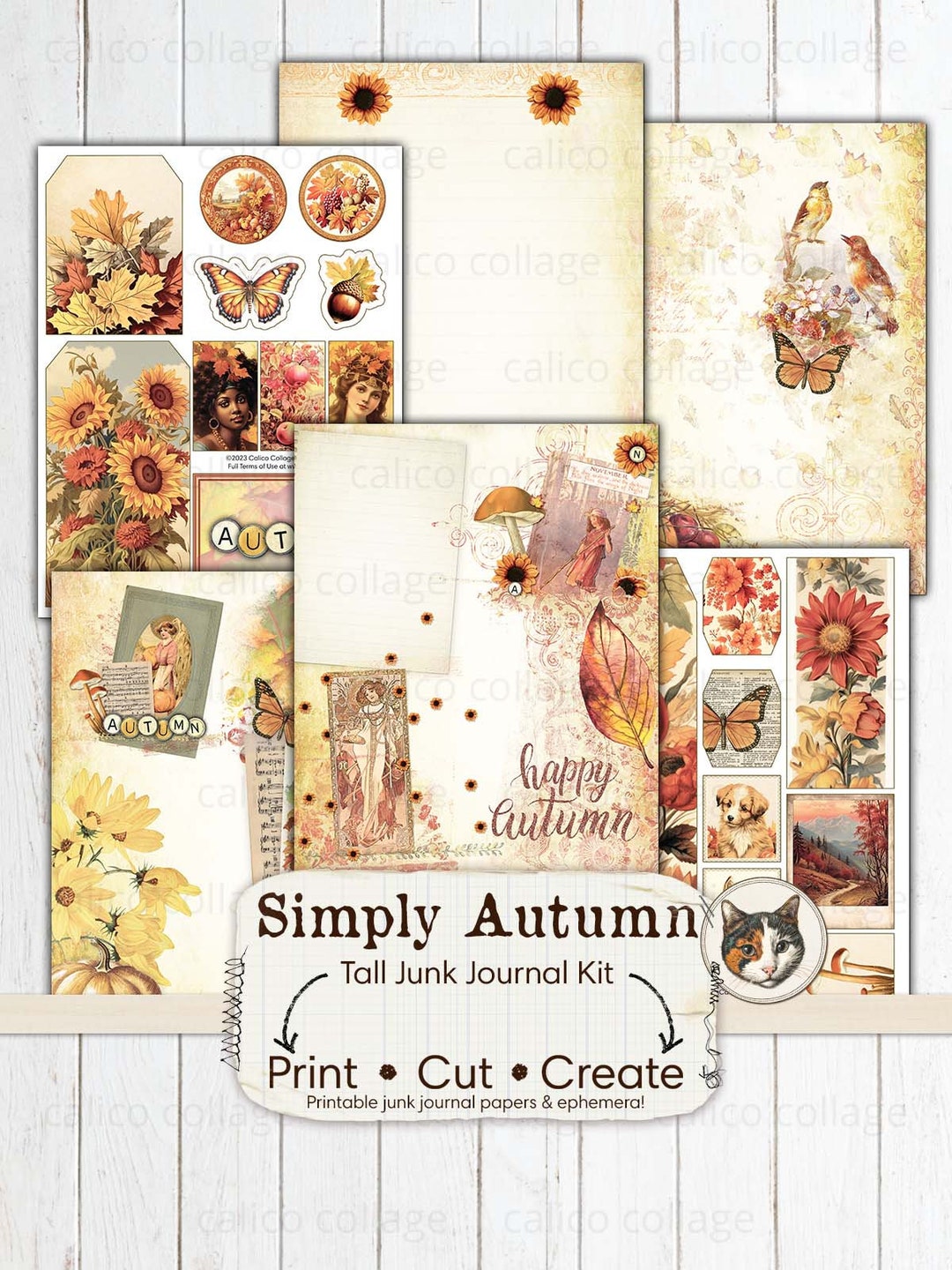 Autumn Ephemera Tall Junk Journal Printable, Autumn Junk Journal Kit ...