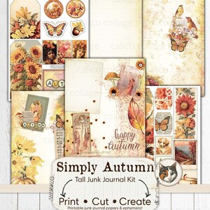 Autunno Ephemera Tall Junk Journal stampabile, Autumn Junk Journal Kit, Fall Ephemera Digital Download Collage Sheets, Autumn Digital Papers