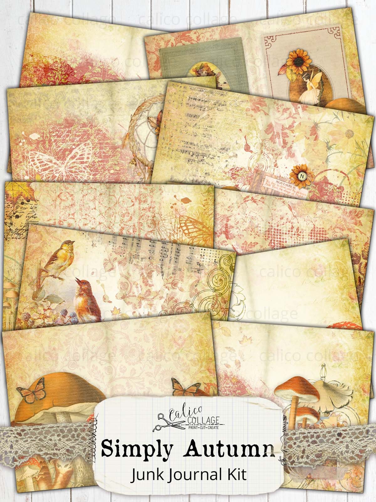Simply Autumn Junk Journal Kit Printable Vintage Ephemera | Etsy